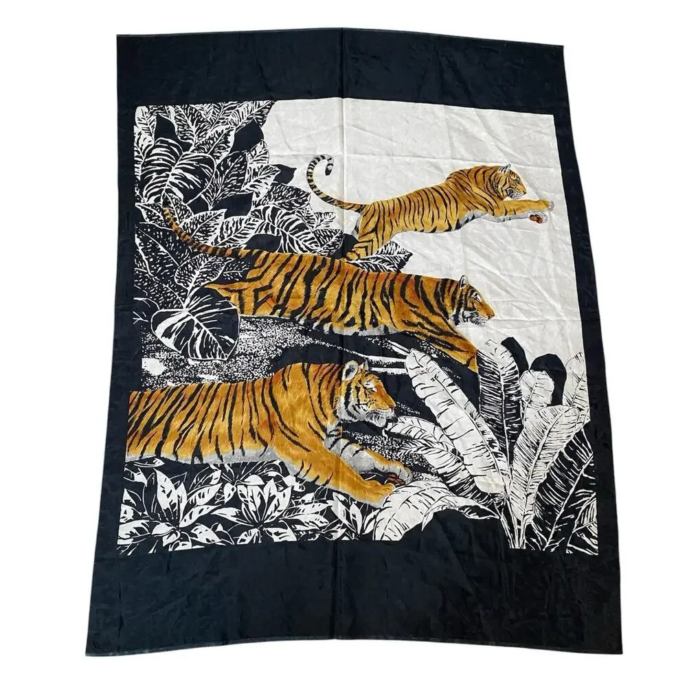 Vintage Tiger Jungle Scarf Massive Wall Tapestry Animal Print Wrap 35x45